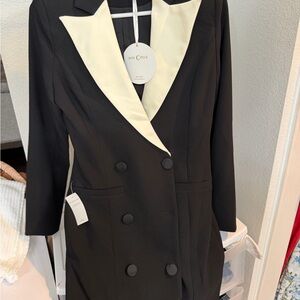 Miss Circle Black and Cream Women's tuxedo dress